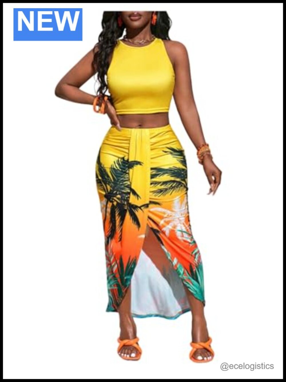 Plus Size 2 Piece Boho Crop Top and Maxi Skirt Set